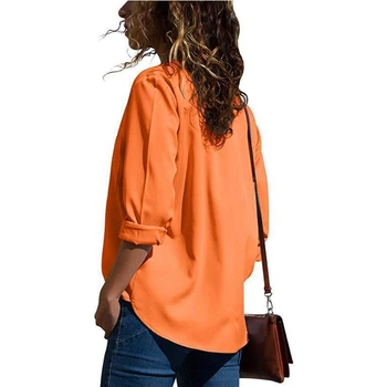 1 buc Noua Moda Toamna Primavara Bluze Femei cu Maneci Lungi V-Neck Cămașă de Birou Bluza Tricou Femei Culoare Solidă Blusas Cu Buzunare