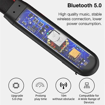 EARDECO Piele Căști cu fixare pe gât 24 de Ore Cască Bluetooth pentru Căști Stereo de Căști fără Fir, Căști Sport cu Cască Microfon