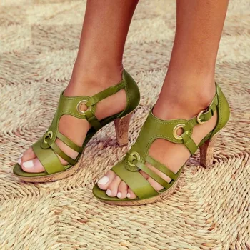 2020 Vara Sandale Femei, sandale Gladiator Pantofi Femei Inel Moda Pantofi Flats Cataramă de Metal Tocuri Subtiri Dropshipping yui8