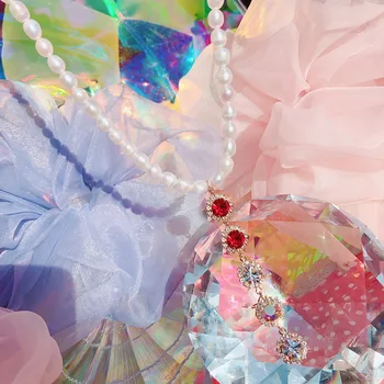 MENGJIQIAO Moda coreeană Strălucitoare de Cristal Cravată Colier Pentru Femei Elegant Pearl Coliere & Pandantive Petrecere de Bijuterii Cadou