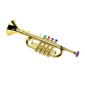Aur 14-1/2 Inch Trompeta cu 4 Taste Colorate, Muzicale, Instrument de suflat Muzica Jucarii pentru Copii, de Învățare și de Divertisment