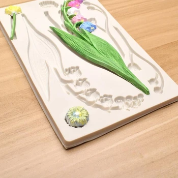 8 crin de flori vale și frunze de mucegai silicon DIY copt tort de ciocolată decorare instrument