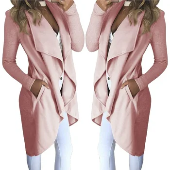 Femei Jacheta 2020 Toamna Iarna Femei Rever Slim Mid-Lungime Palton de Mari Dimensiuni Casual Soft-Touch de Bună Calitate Top