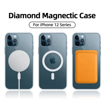 Original Caz Clar de Telefon Pentru Apple iPhone 12 Pro Max 12 Mini Caz Pentru Magsafe de Încărcare fără Fir de Lux, Capac Spate Transparent