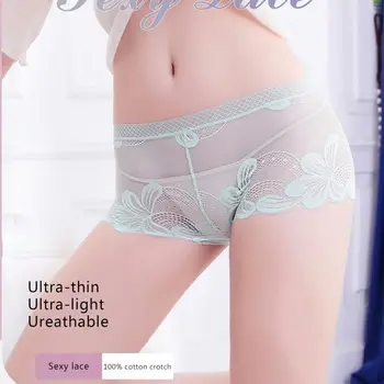 2020 Nou de Talie Mare Chilotei Femei Sexy Lace Boyshort Plasă Transparentă Lenjerie Moale Confort Respirabil Intimii Lenjerie M-XL