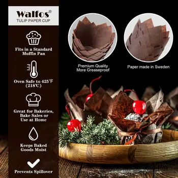 WALFOS 150 de Piese Tulip Cupcake Hârtie Garnituri - Fantezie Decorative Brioșă Ambalaje pentru Aniversari Nunti botezuri