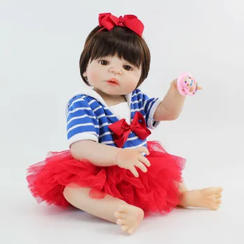 55cm Plin de Silicon Renăscut Baby Doll Jucarie Vinil Nou-născut Copii Princess Fata Bonecas Bebe in viata Baie Jucărie de Copil Minunat Cadou de Ziua de nastere