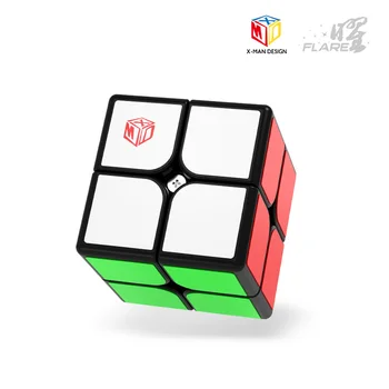 QiYi FLARE 2x2x2 X-MAN design Magnetic 2x2 Viteza Puzzle Cub Magic Cubo Magico Black Autocolante, autocolant copii jucarii copii