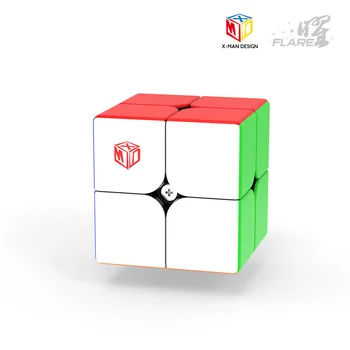 QiYi FLARE 2x2x2 X-MAN design Magnetic 2x2 Viteza Puzzle Cub Magic Cubo Magico Black Autocolante, autocolant copii jucarii copii