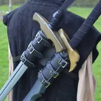 Cavaler Medieval spate Dublu teacă Curea de Umăr Sabia Titularul Teaca Teaca Broasca Adultă din Piele Kit de Viteze Armă Costum de Prop