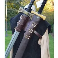 Cavaler Medieval spate Dublu teacă Curea de Umăr Sabia Titularul Teaca Teaca Broasca Adultă din Piele Kit de Viteze Armă Costum de Prop