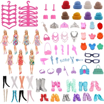 66 BUC/Set Accesorii Papusa Combinație Pantofi Genti Rochii de Partid Coliere, Agrafe de Par Coroane de Culori Expediate Aleatoriu Pentru Barbie