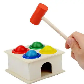 1Set de Lemn cu Ciocanul Mingea Ciocan Cutie Copii Distractiv Joc Hamster Joc Jucărie de Învățare Timpurie Jucarii Educative Jocuri Părinte-copil