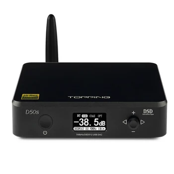 TOPPING D50S CSR8675 Bluetooth 5.0 ES9038Q2M Decodare AUDIO USB DAC XMOS XU208 DSD512 32Bit / 768Khz OPA1612 USB/OPT/COAXIAL input