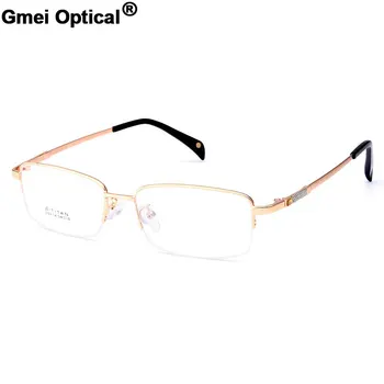 Gmei Optice S8214 Aliaj Metal de Semi-Ochelari fără ramă Cadru pentru Bărbați baza de Prescriptie medicala Optica Ochelari Ochelari