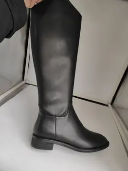 2021 Iarna Nou stil piele naturala cizme Genunchi ridicat cizme pentru Femei cizme Motocicleta de sex Feminin cizme cald Reale piele de vacă pantofi Femei