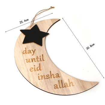 Musulman Eid Mubarak Numărătoarea inversă de Lemn Lună Stea Agățat Pandantiv Ramadan Decorare DIY Meserii Ornament Islam Consumabile Partid