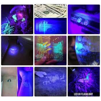 LED Lanterna UV Ultraviolete Lanterna Mini Lumina UV Zoom Funcția 395nm Lumină uv Blacklight utilizarea 14500/Baterie AA