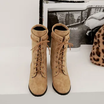 MORAZORA 2020 plus dimensiune 34 - 46 femei glezna cizme dantela-up vintage tocuri joase pantofi casual moda toamna iarna Cizme Scurte femei