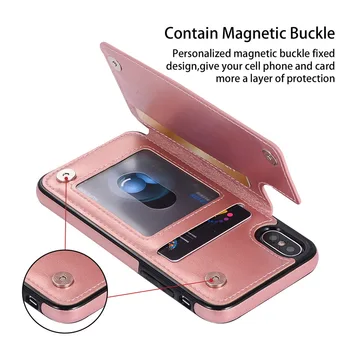 PU Piele Flip Portofel Caz Pentru iPhone 7 8 6 6S s Plus Sloturi pentru Carduri de Suport de Telefon Acoperă Pentru iPhone X XR XS Max 11 Pro 12 Mini Coque