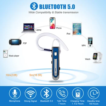 Reglabil B4 Set Cu Cască Bluetooth V5.0 Casti wireless Handsfree stereo de Afaceri Căști Bluetooth cu Microfon pentru telefoane inteligente