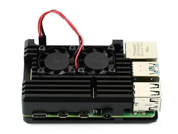Aliaj de aluminiu de Caz pentru Raspberry Pi 4 Model B, cu Armură Neagră, Două Ventilatoare de Răcire,rezistență la praf, căldură excelentă de raspandire