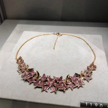 2020 moda bijuterii de înaltă calitate, SWA, gradient de roz trei-dimensională de formă de fluture de cristal a crescut de colier de aur femei cadou