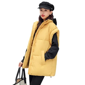2021 Femei Stil coreean Solidă fără Mâneci Iarnă Ține de Cald Iarna Vesta de Blana Femei Singure cu fermoar Afânat Gros de Moda Vesta