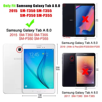 360 de Grade de Rotație PU Piele Caz Pentru Samsung Galaxy Tab a 8.0 inch T350 T351 T355 P350 SM-T350 SM-P350 Tableta Caz +FilmPen