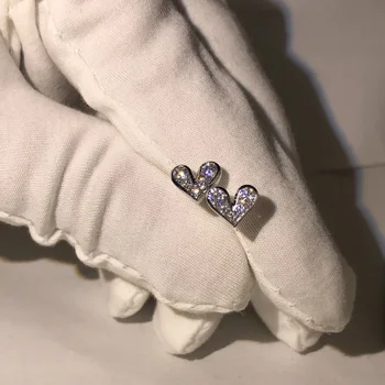 14K Galben Aur Alb cu Diamant Cercei Stud pentru Femei Bohemia Nunta Peridot Bizuteria Stud Cercel Inima Moda Bijuterii Fine