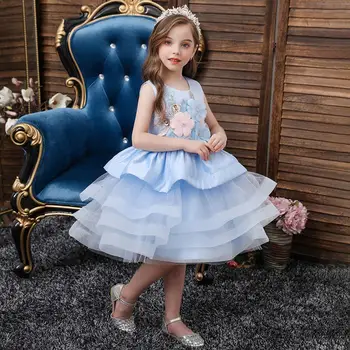 Printesa Fata Rochie de Flori Vară Tutu Nunta Petrecere Rochii Pentru Fete pentru Copii Costum de Adolescent Bal Modele 3-14y