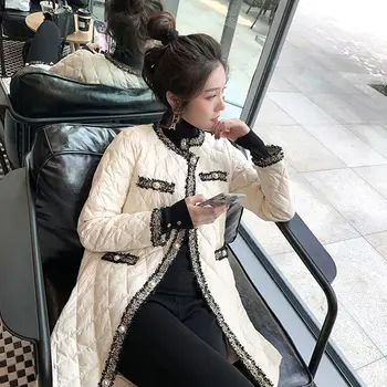 Femei 's Bumbac căptușit Haine de Iarna Noi Versiunea coreeană de Lung Subțire de Bumbac căptușit Jacheta FEMEI MODELULUI de Bumbac captusite