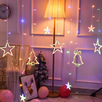 LED 3,5 M 220V Ghirlanda Luna Steaua Lampa de Crăciun Șir de Lumini Zână Perdea de Lumină Pentru Petrecere de Anul Nou Bar de Nunta Decor de Vacanță
