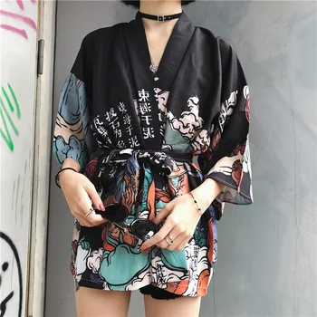 OCEANLOVE Harajuku Kimono Japonez de Imprimare 2020 Chimono Vara Cosplay Yukata Femei Topuri de protecție Solară Moda Subțire Bluza Vrac 11192