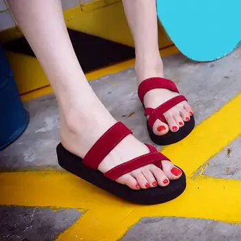2020 Noua Moda Femei Casual de Vara Sandale Papuci de casă Anti-derapare Plajă în aer liber Open Toe Pantofi Sandale Pantofi Platforma Flip Flops