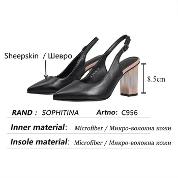 SOPHITINA Femei Pompe de Moda piele de Oaie Piele Curea Cataramă Pantofi Subliniat Toe Tocuri Transparente Design Casual Pantofi de damă C956