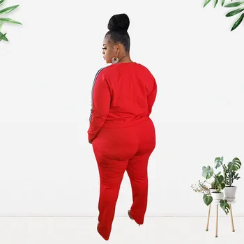 Femei Solide de Culoare de Moda de Mari Dimensiuni cu mâneci Lungi Gâtul Rundă Bluza + Pantaloni Casual de Dimensiuni Plus Două piese en-Gros Dropshpping