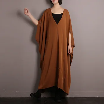 2019 feminin de vara noi plus dimensiune design nou bat mâneci de mari dimensiuni robă lungă șifon rochie vrac