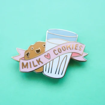Potrivire perfecta Lapte și Cookie-uri Greu de Email Pin Cute Pastel Desert Alimente Broșă Moda Rucsac Ace de Rever Cadou Unic