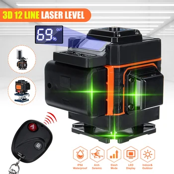 12 Linii Laser 3D Nivel de Auto-Nivelare 360 Orizontale Și Verticale Puternic Green Laser Linie Laser cu Nivel de Suport/Trepied