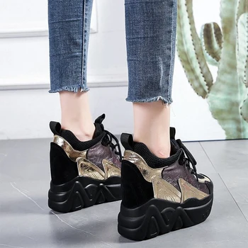 Femei Pantofi Pene Platforma Adidasi de Aur Femeie 10cm inaltime Pantofi Casual Moda Indesata Sneaker de Lux Designeri 2021 Primăvară