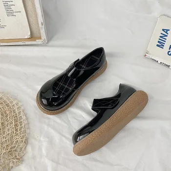 Apartament Femei Mici Pantofi Din Piele Pentru Femei De Vară 2020 Nou Pantofi Mary Jane Fund Gros Velcro Lolita Pantofi