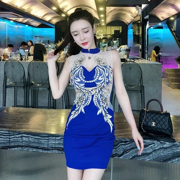 Femei Elegante Dantela Cheongsam Moda Coreeană Fără Mâneci Seara Banchet Rochie Mini Vestidos Lady Sexy Club Bodycon Petrecere Uniformă