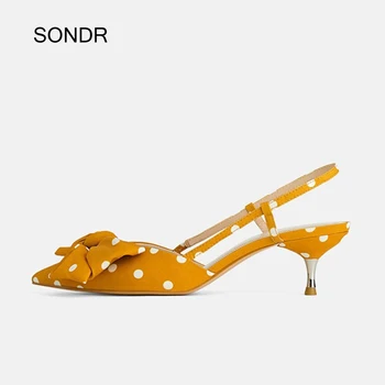 2020 Pantofi de Vara pentru Femei Sandale cu Arc Elegant zapatos de mujer Polka Dot Doamnelor Subliniat-n Picioare încălțăminte de sex Feminin sandalia feminina