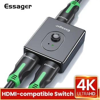Essager compatibil HDMI Splitter 4K 1x2/2x1 Comutarea Bi-Direcție Adaptor 2 in 1 2.0 compatibil HDMI Switcher Pentru HD TV BOX