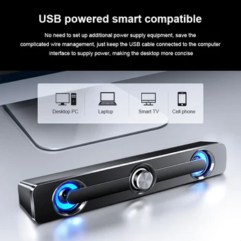 Mai nou USB Cablu Computer Puternic Difuzor Bara Stereo Subwoofer Bass Speaker Surround Sound Box Pentru PC, Laptop, Telefon, Tableta, MP3