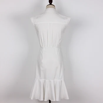 S-XL alb-negru de înaltă calitate 2020 noua moda de bumbac culoare solidă fără mâneci cutat hip coadă de pește subțire rochie de femeie