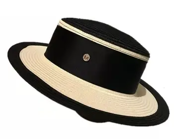 Femei Alb-Negru Comune Pălărie De Paie Cu Panglică Scrisoare De Refuz Luntraș Pălărie Derby Plaja Palarie De Soare Capac Doamna Vară Margine Largă Uv Proteja Pălării