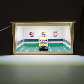 1:64 model de masina capac cutie de prezenta garaj subteran lemn de parcare, de depozitare dovada de praf vehicul jucărie set cadou de afișare decor