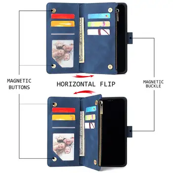 Multi-Funcție Fermoar Portofel Caz Pentru Xiaomi Redmi 9A 9a 9C Simplu de Lux Piele Flip Cover Telefon Pentru Roșu Km 9 9C Magnetic Sac